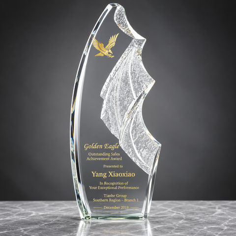 Coral Wave Crystal Award - custom crystal awards with your logo