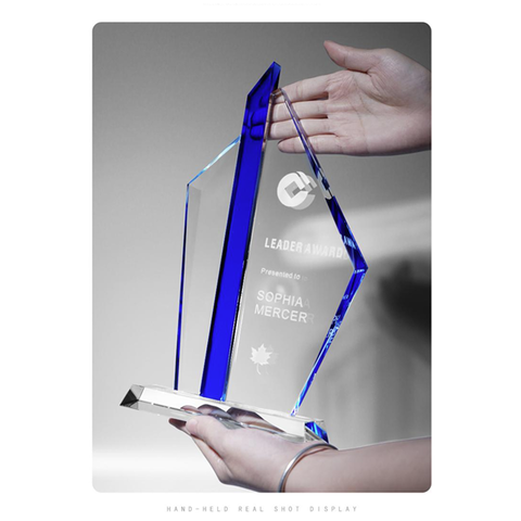 Leader Crystal Trophy - custom crystal awards with your logo